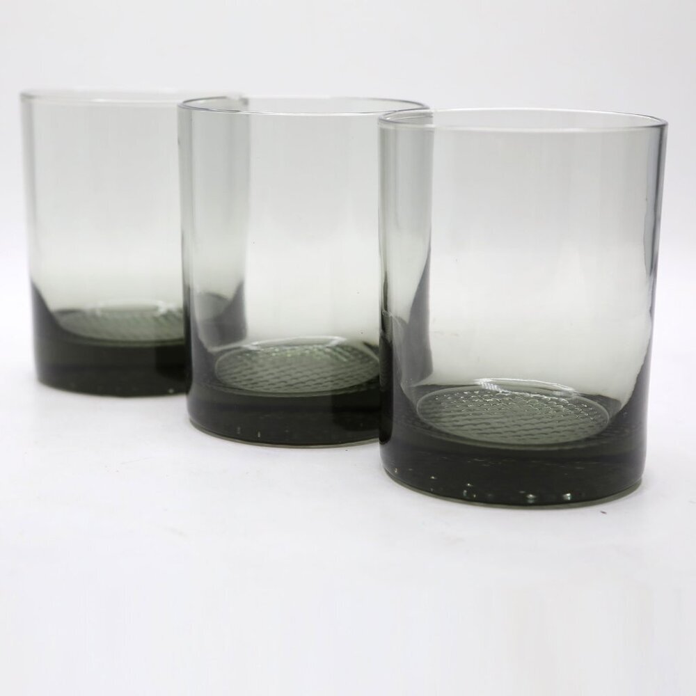 Vintage Smoke Grey Lowball Glasses – Mid Century Modern Rocks Glass - Set of 3